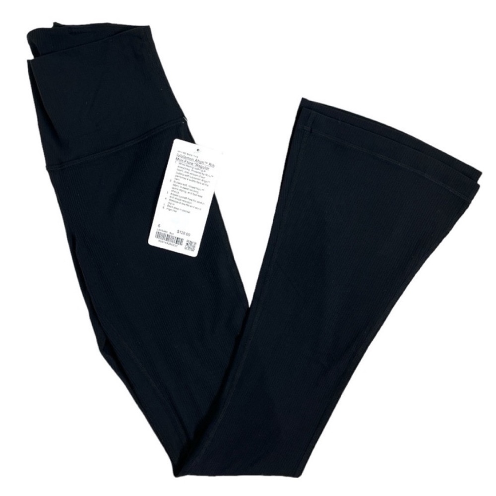 NWT Lululemon Align Ribbed High Rise Mini-Flared Pant size 4 in Black
